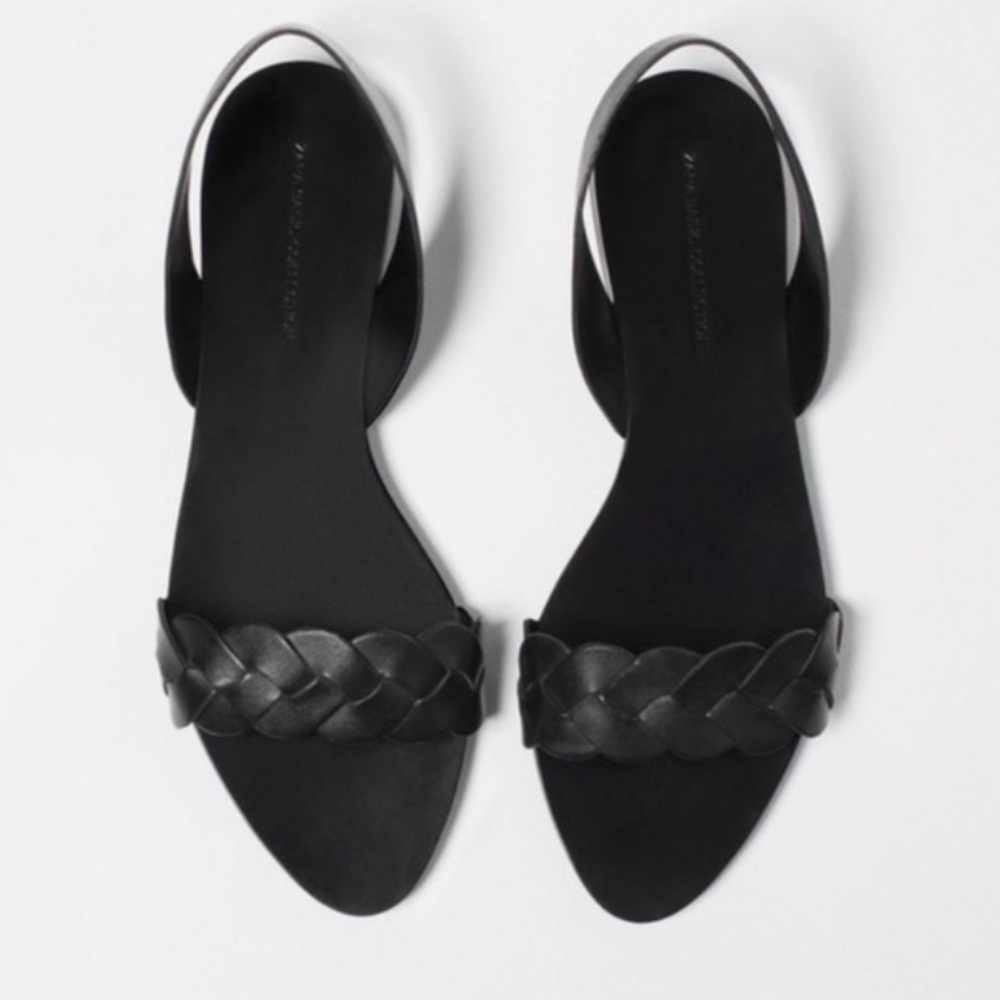 Zara Braided Leather Flat Sandals